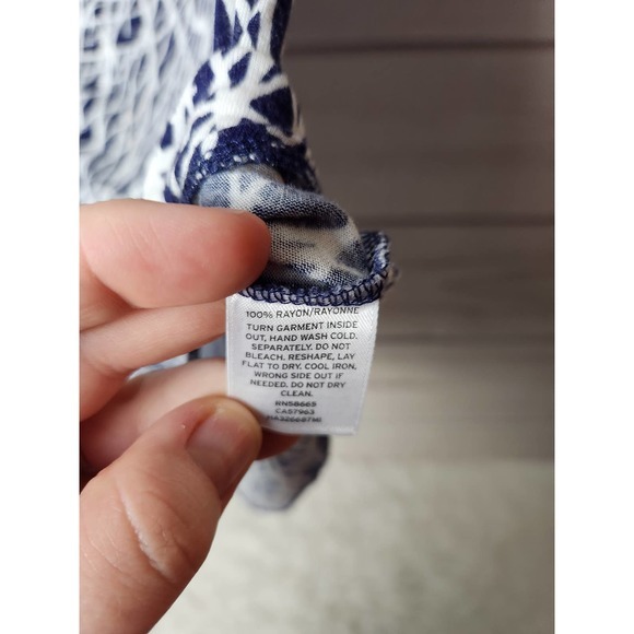 Halogen Womens Abstract Cowl‎ Neck Tunic Tank Top Blue White Size Large - Picture 4 of 6